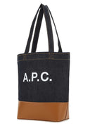 A.P.C. Two Tone Denim And Leather Axelle Shopping Bag