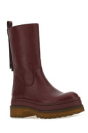 Red V Grape Leather Boots