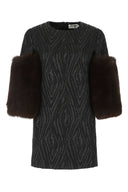 Saint Laurent Black Damask Mini Dress