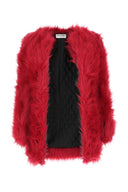 Saint Laurent Red Eco Fur płaszcz