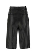 Off White Black Leather Bermuda Shorts