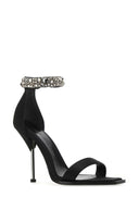 Alexander Mcqueen Black Satin Sandals