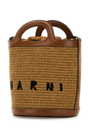 Borsa a due toni in pelle e rafia tropicalia borse