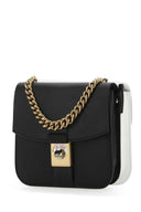Maison Margiela Two Tone Leather And Cotton New Lock Square Handbag