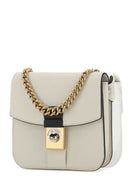 Maison Margiela Two Tone Leather And Cotton New Lock Square Handbag