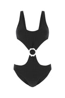 Lisa Marie Fernandez Black Stretch Terry Scallop Trikini