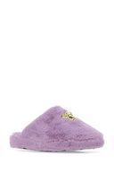 Versace Lilac Eco Fur Slippers