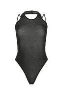 Andrea Adamo Black Stretch Viscose Blend Bodysuit