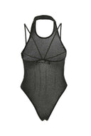 Andrea Adamo Black Stretch Viscose Blend Bodysuit