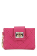 Soporte de tarjetas de cuero Lanvin Fuchsia