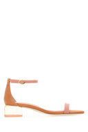 Stuart Weitzman Peach Suede Lucite Nudist Curve Sandals