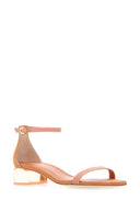 Stuart Weitzman Peach Suede Lucite Nudist Curve Sandals