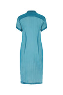 Dries Van Noten Teal Green Crepe Shirt Dress