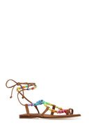 Alameda Turquesa Embellished Synthetic Leather Arco Iris Sandals