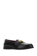 Valentino Garavani Black Leather V Logo Chain Loafers