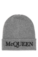 Alexander McQueen Grey Cashmere Beanie Hat