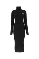 Vestido de mezcla de algodón negro de Versace Jeans