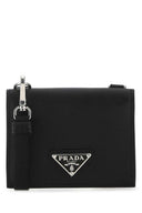 Titolare della carta in pelle nera Prada
