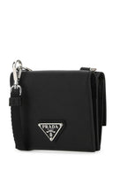 Titolare della carta in pelle nera Prada