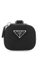 Custodia AirPods in pelle nera Prada