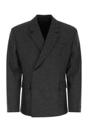Prada Melange Blazer di lana grigio scuro