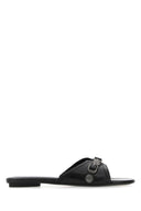 Balenciaga Black Leder Cagole Pantoffeln