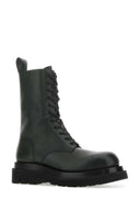 Bottega Veneta Bottle Green Leather Lug Ankle Boots