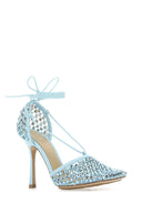 Bottega Veneta Pastel Light Blue Mesh Stretch Sandals