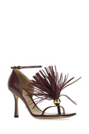 صندل بوتيغا فينيتا من الجلد باللون العنابي