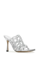 Bottega Veneta Silber Leder Stretch Maultiere