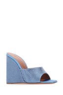 Amina Muaddi Cerulean Blue Satin Lupita Mules