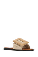 Boyy Two Tone Leather Puffy Slippers