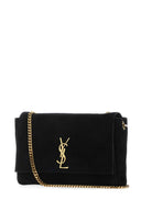 Borsa a spalla Kate media in pelle scamosciata nera Saint Laurent