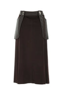 Low Classic Chocolate Synthetic Leather Skirt
