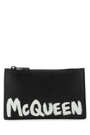 Porta della carta in pelle nera Alexander McQueen
