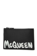 Porta della carta in pelle nera Alexander McQueen
