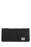 Soporte de tarjeta de cuero negro Dolce & Gabbana