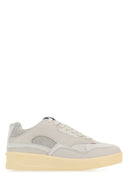 Tela grigia jil sander e sneaker di cesto in gomma