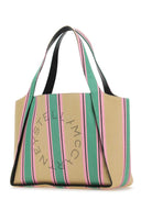 Stella Mc Cartney Embroidered Raffia Stella Logo Shopping Bag