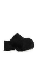 Jil Sander Black Fur Clogs