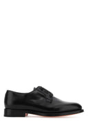Santoni Black Leather Lace Up Shoes