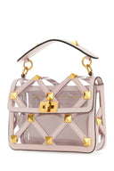 Valentino Garavani Pastel Pink Polymeric Material And Leather Medium Roman Stud Handbag