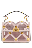 Valentino Garavani Pastel Pink Polymeric Material And Leather Medium Roman Stud Handbag