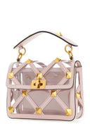 Valentino Garavani Pastel Pink Polymeric Material And Leather Medium Roman Stud Handbag