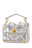Valentino Garavani White Polymeric Material And Leather Large Roman Stud Handbag