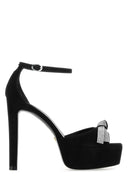 Stuart Weitzman Sandalias de discoplatforma de ante negro