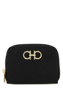 Salvatore Ferragamo Black Leather Coin Case