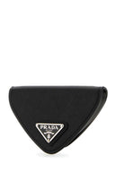 Bolso de monedas de cuero negro Prada