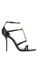 Saint Laurent Black Leather Cassandra Sandals