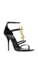 Saint Laurent Black Leather Cassandra Sandals